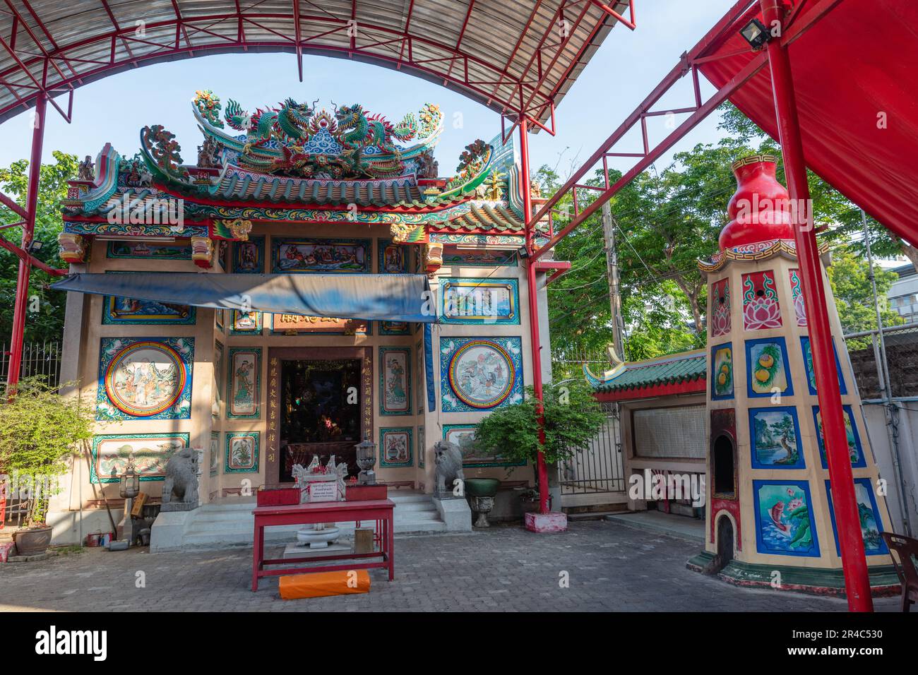 Phrommet Shrine, temple bouddhiste chinois à Sathon, Bangkok, Thaïlande Banque D'Images