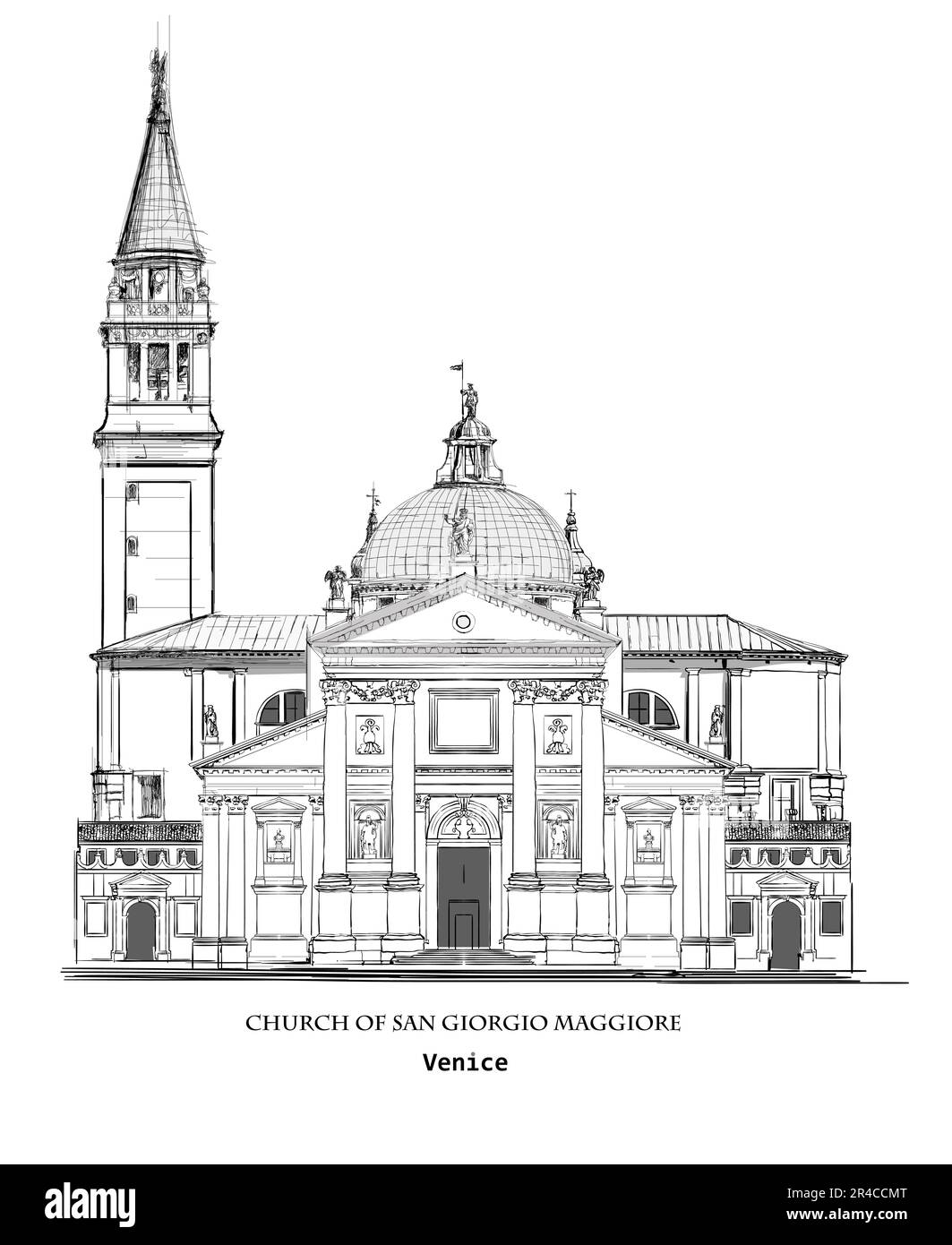 Eglise San Giorgio di Maggiore à Venise Italie - illustration vectorielle (idéale pour l'impression, l'affiche ou le papier peint, la décoration de la maison) Illustration de Vecteur