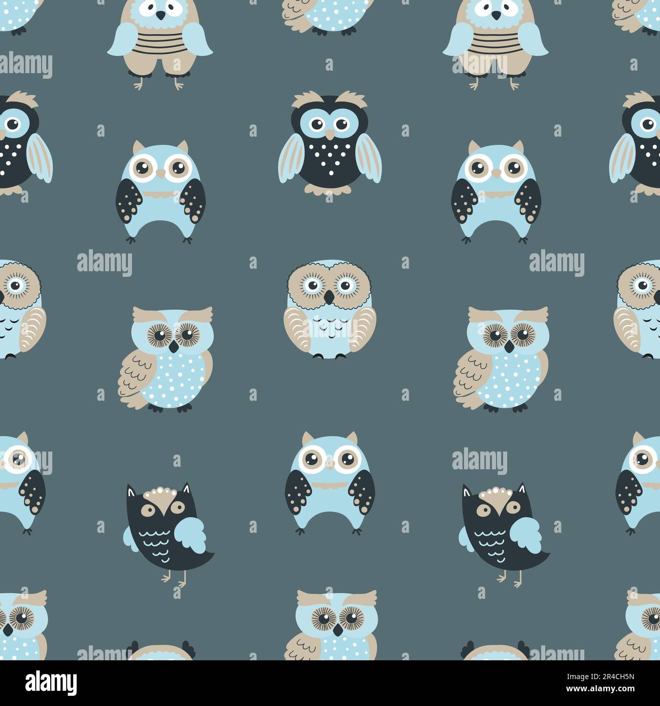 Motif vectoriel sans coutures avec chouettes. Illustration de Vecteur