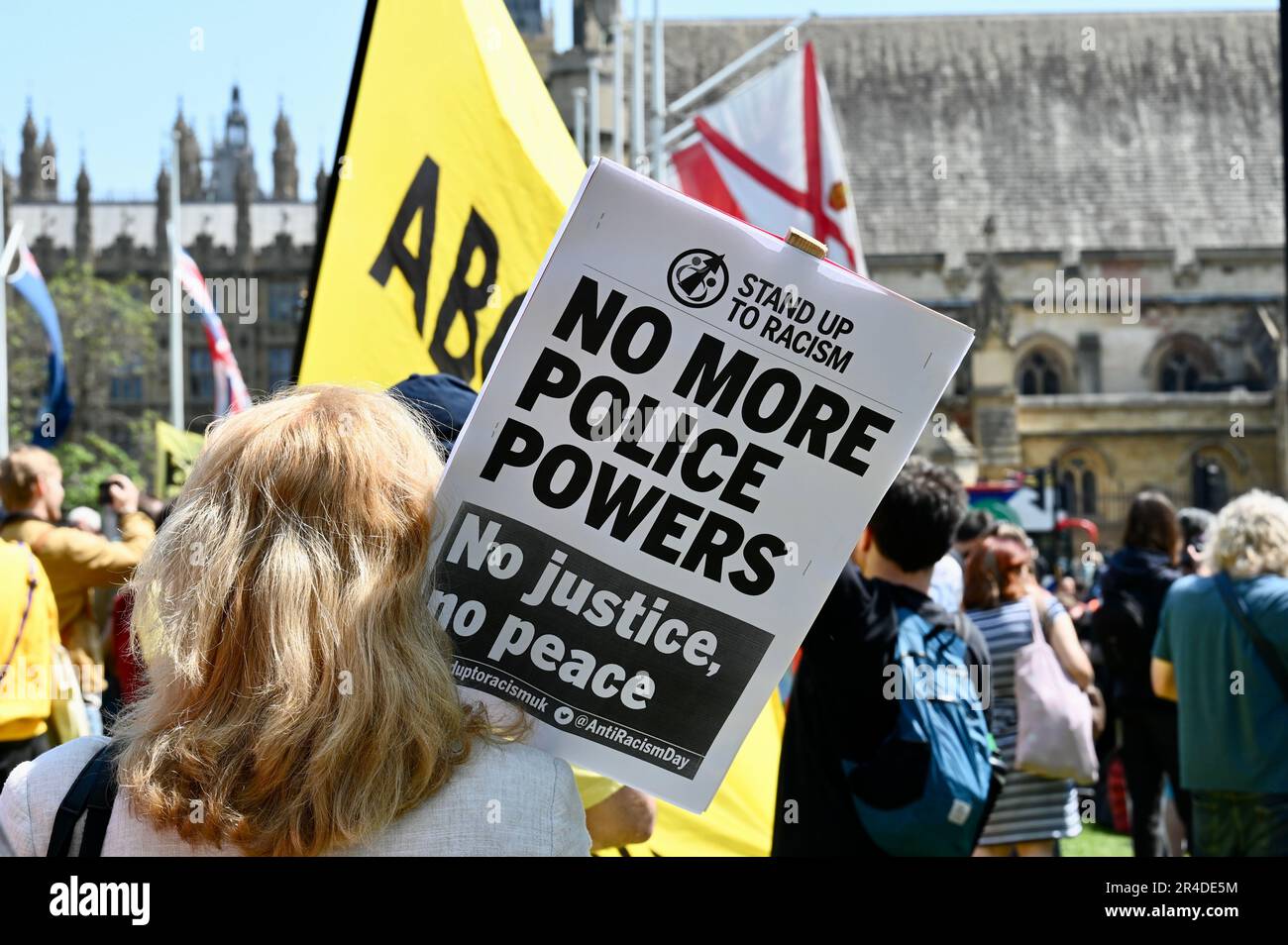 Londres, Royaume-Uni. 27th mai 2023. Pas mon projet de loi. Des militants de plusieurs organisations ont protesté sur la place du Parlement contre le projet de loi de 2023 sur l'ordre public qui est entré en vigueur sur 3 mai 2023. Crédit : michael melia/Alay Live News Banque D'Images