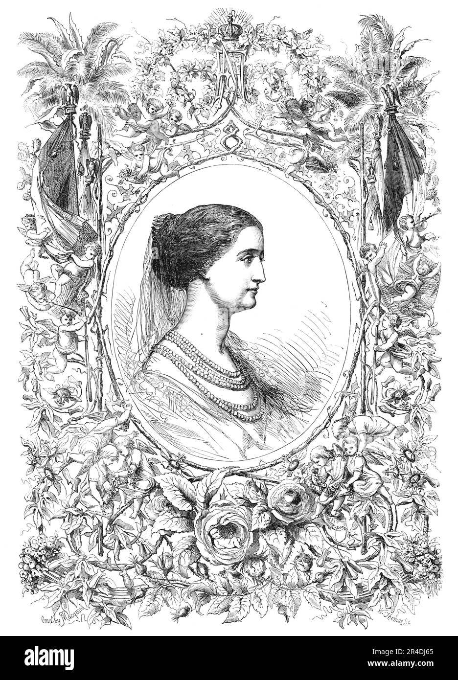 Sa Majesté impériale l'impératrice des Français, 1856. Portrait de l'impératrice Eugénie à l'occasion de la naissance de son fils Louis-Napol&#xe9; on, Prince Impérial. De "Illustrated London News", 1856. Banque D'Images