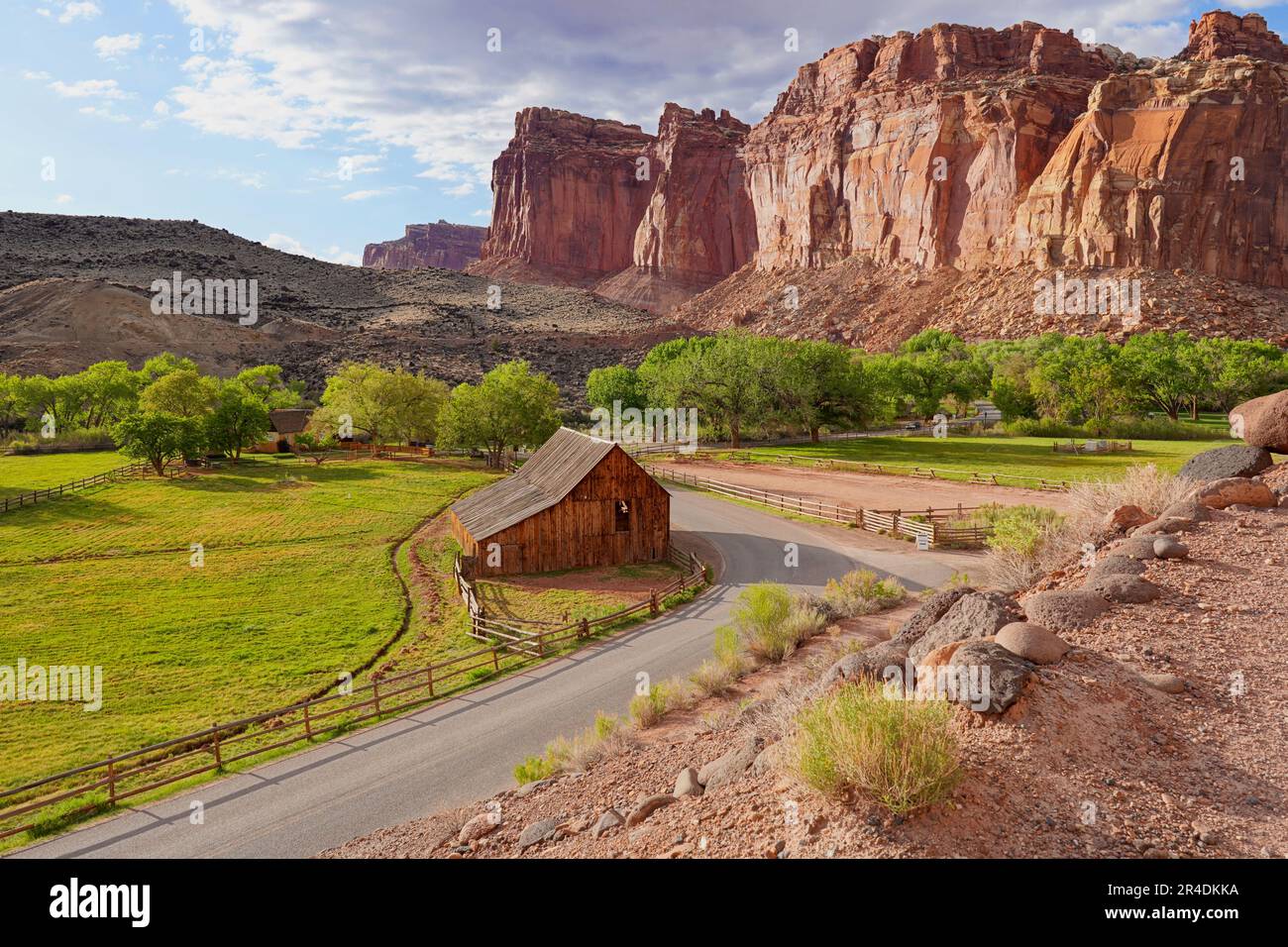 Grange Gifford par la route dans le parc national de Capitol Reef Banque D'Images