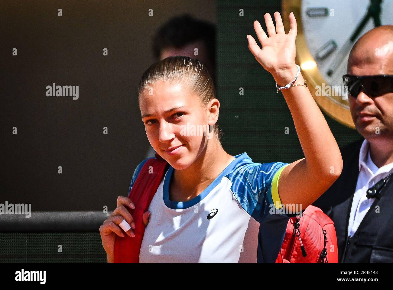 Paris, France, France. 27th mai 2023. Diane PARRY de France lors d'un match d'exposition de Roland-Garros 2023, Open de France 2023, tournoi de tennis du Grand Chelem au stade Roland-Garros de 27 mai 2023 à Paris, France. (Credit image: © Matthieu Mirville/ZUMA Press Wire) USAGE ÉDITORIAL SEULEMENT! Non destiné À un usage commercial ! Banque D'Images