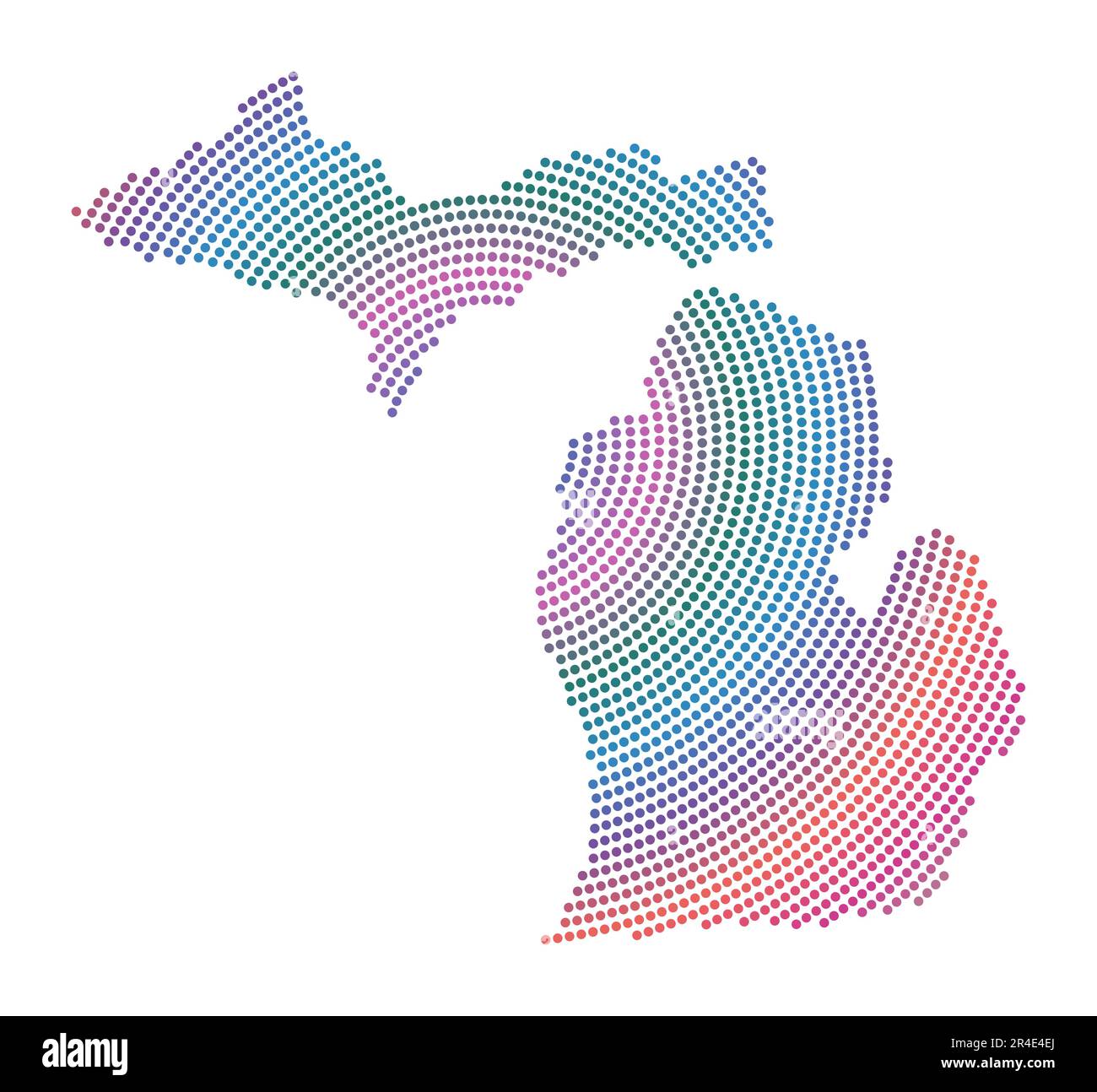 Carte en pointillés du Michigan. Forme numérique du Michigan. Icône technique de l'état américain avec points en dégradé. Illustration vectorielle incroyable. Illustration de Vecteur