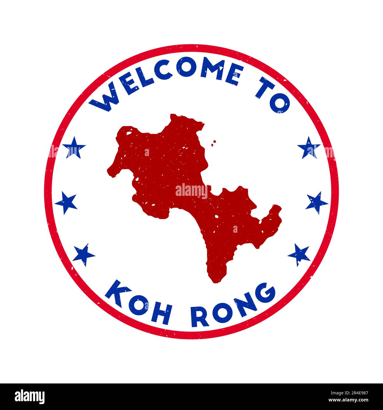 Bienvenue chez Koh Rong Stamp. Timbre rond grunge Island avec texture dans le thème de couleur International Klein Blue. Sceau Koh Rong géométrique de style vintage. Illustration de Vecteur