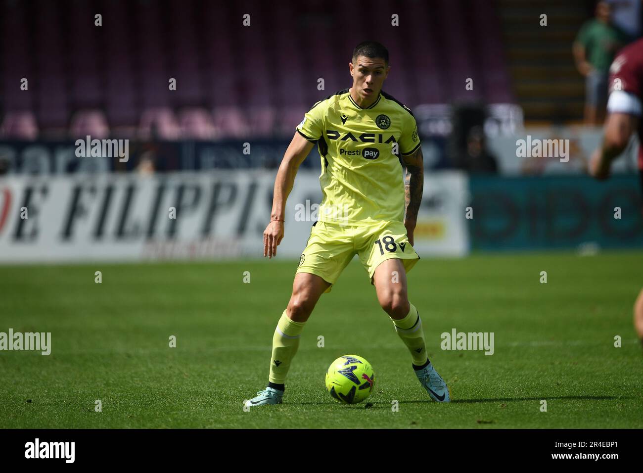 Salerno, Italie. 27th mai 2023. Nehuen Perez d'Udinese Calcio en action pendant la série Un match entre les États-Unis Salernitana et Udinese Calcio au Stadio Arechi sur 27 mai 2023 à Salerno, Italie. Credit: Nicola Ianuale/Alamy Live News Banque D'Images