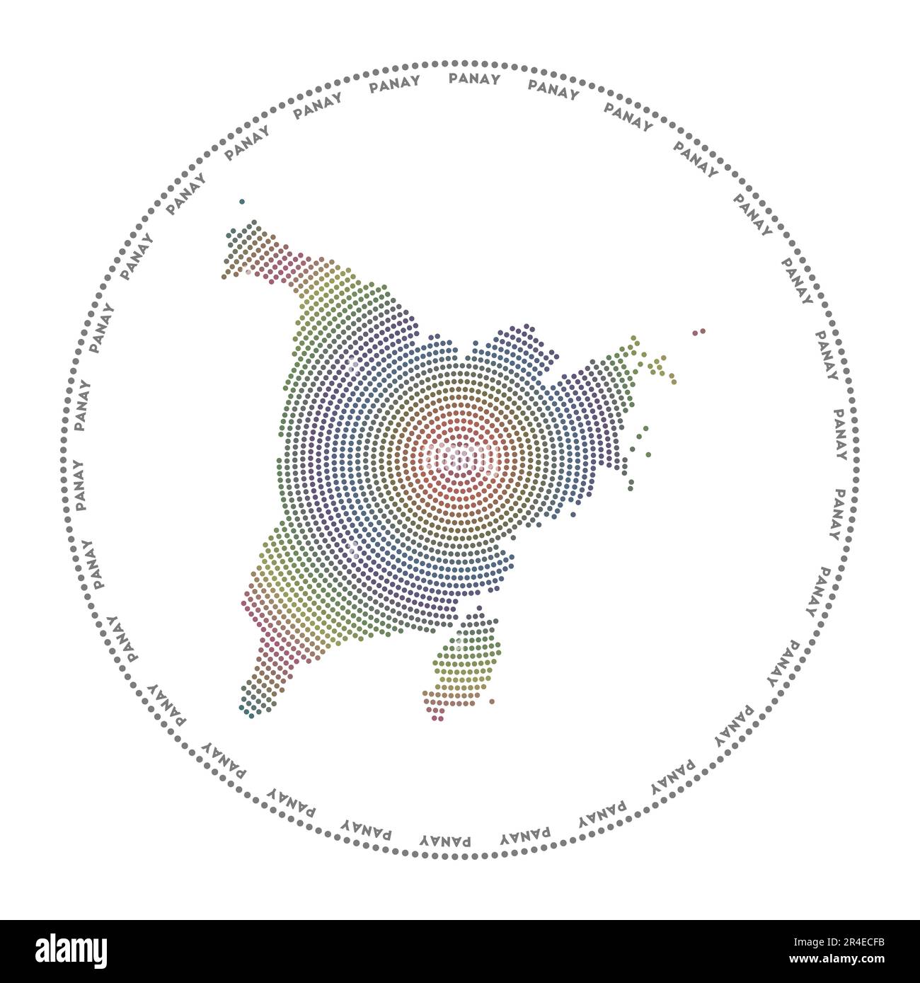 Logo rond Panay. Forme de style numérique de Panay en cercle pointillé avec le nom de l'île. Icône Tech de l'île avec des points gradués. Illustration de Vecteur Logo rond Panay. Forme de style numérique de Panay en cercle pointillé avec le nom de l'île. Icône Tech de l'île avec des points gradués. Illustration de Vecteur