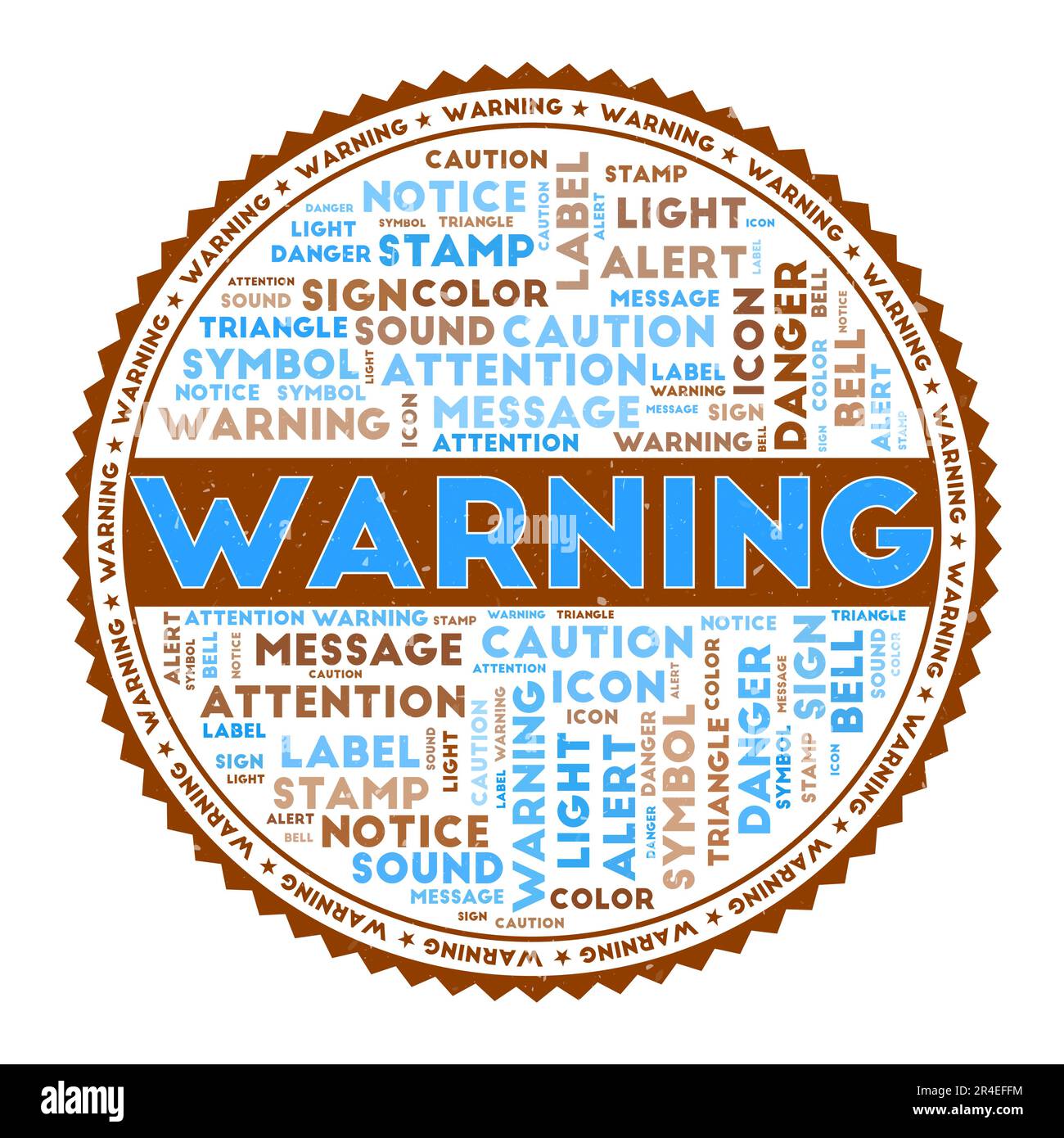 Image de mot D'AVERTISSEMENT. Concept d'avertissement avec nuages de mots et texte rond. Couleurs et texture de grunge agréables. Magnifique illustration vectorielle. Illustration de Vecteur