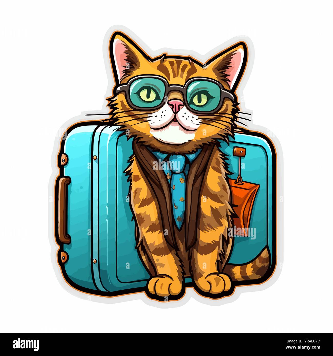 Le compagnon de voyage Purrfect : découvrez le chat porteur de Suitcase, votre ami félin pour les designs aventureux Banque D'Images