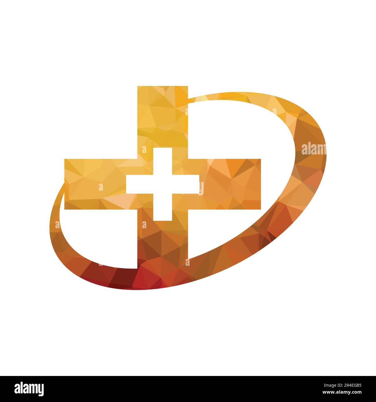 Lettre initiale D avec croix médicale. Icône polygonale géométrique Illustration de Vecteur