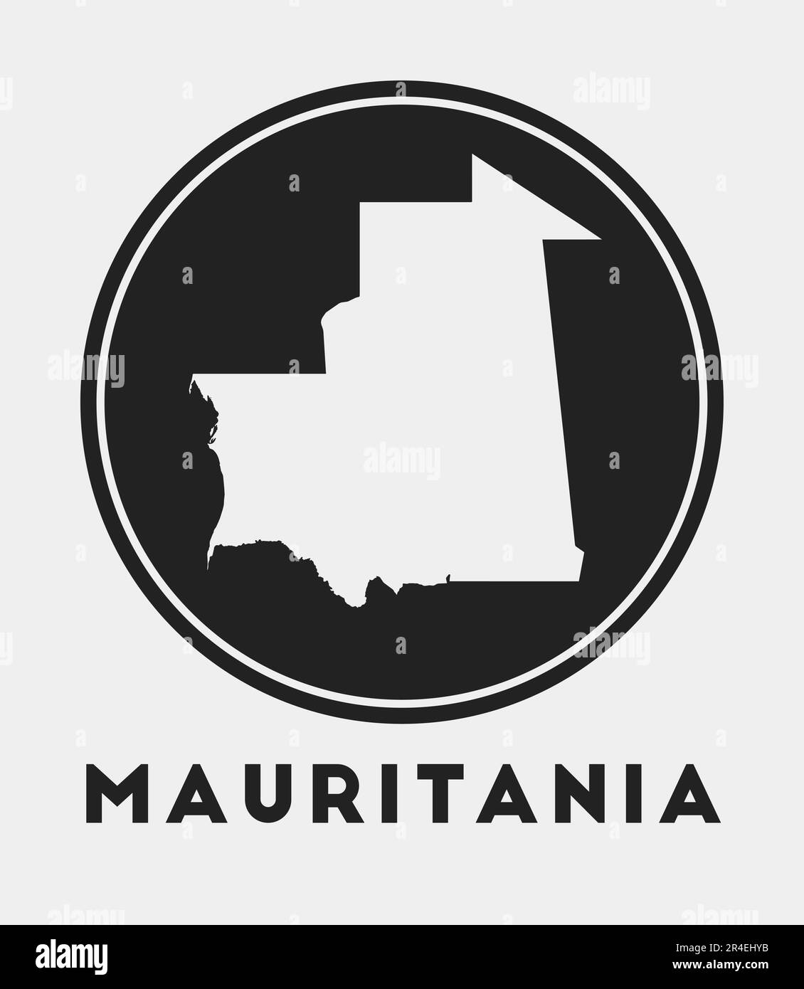 Icône Mauritanie. Logo rond avec carte du pays et titre. Badge Mauritanie élégant avec carte. Illustration vectorielle. Illustration de Vecteur