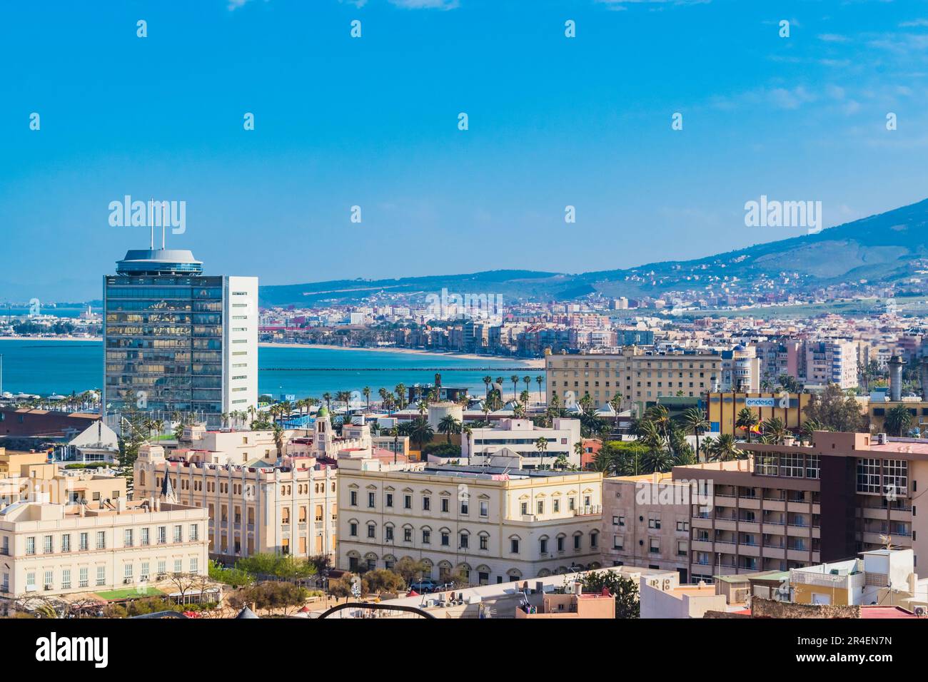 Vue panoramique sur la ville de Melilla en Afrique du Nord sur la mer Méditerranée. Melilla, Ciudad Autónoma de Melilla, Espagne, África, UE Banque D'Images