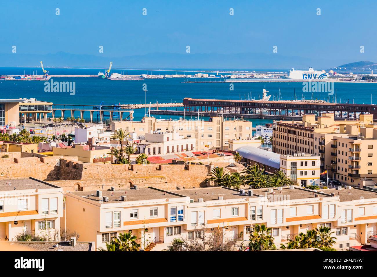 Vue panoramique sur la ville de Melilla en Afrique du Nord sur la mer Méditerranée. Melilla, Ciudad Autónoma de Melilla, Espagne, África, UE Banque D'Images