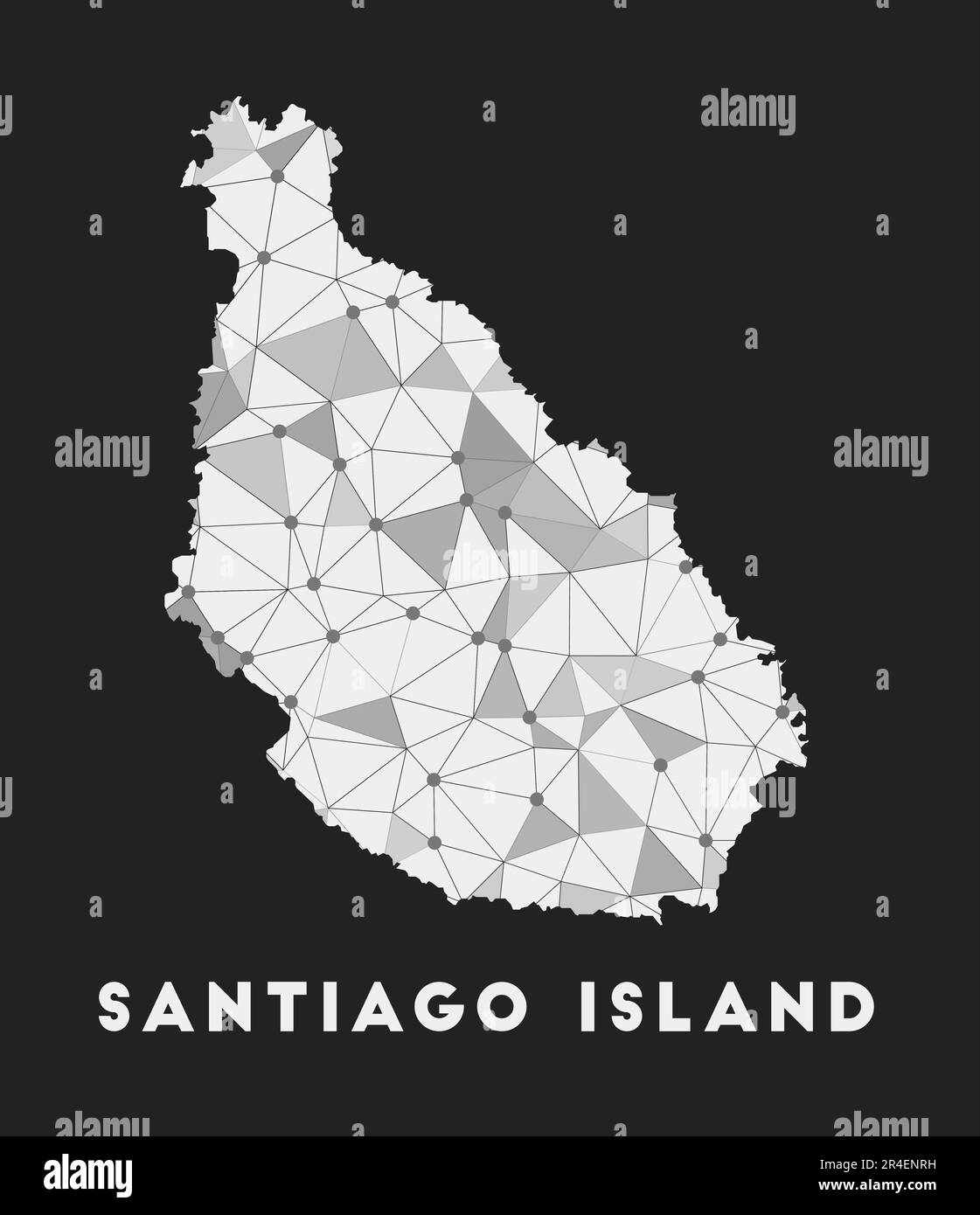 Île de Santiago - carte du réseau de communication. Design géométrique tendance de l'île de Santiago sur fond sombre. Technologie, Internet, réseau, telecicat Illustration de Vecteur