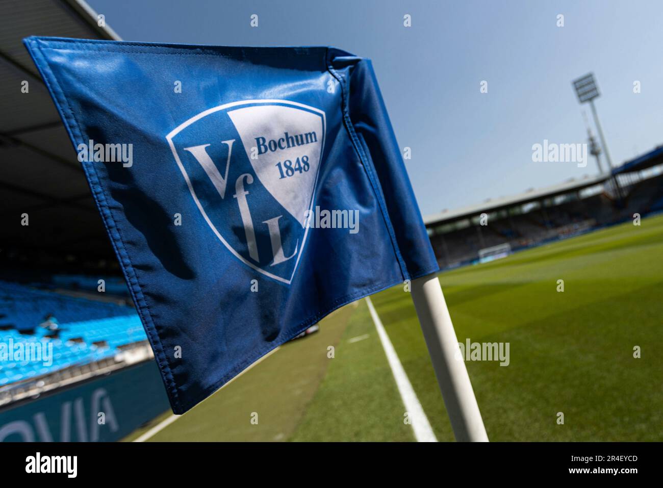 Bochum, Allemagne. 27th mai 2023. Firo : 27 mai 2023, football, football, ligue 1st, 1st Bundesliga, VfL Bochum - Bayer 04 Leverkusen VfL Bochum, logo, marquage, drapeau d'angle, Vonovia Ruhrstadion dans le stade de Bochum, vue d'ensemble, présentation du stade, crédit: dpa/Alay Live News Banque D'Images