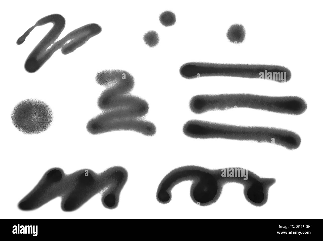 Symboles peints en spray noir sur fond blanc Banque D'Images