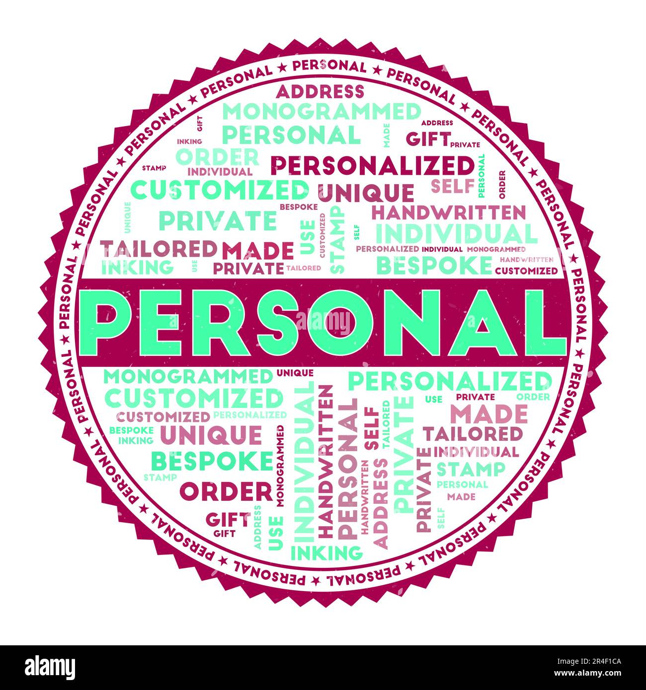 Image DE mot PERSONNELLE. Concept personnel avec nuages de mots et texte rond. Couleurs et texture de grunge agréables. Magnifique illustration vectorielle. Illustration de Vecteur