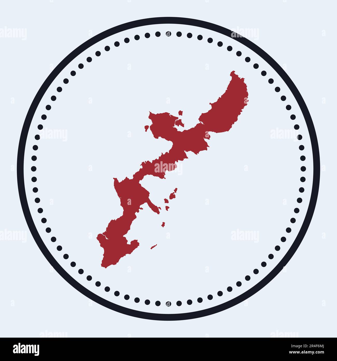 Timbre rond de l'île d'Okinawa. Logo rond avec carte et titre. Écusson minimaliste élégant de l'île d'Okinawa avec carte. Illustration vectorielle. Illustration de Vecteur