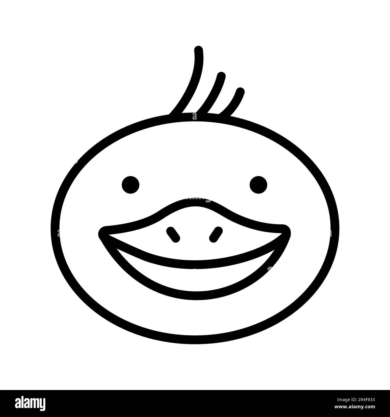 Visage de canard, museau. Style Doodle. Caractère dessiné à la main. Illustration de la tête d'oiseau. Illustration de Vecteur