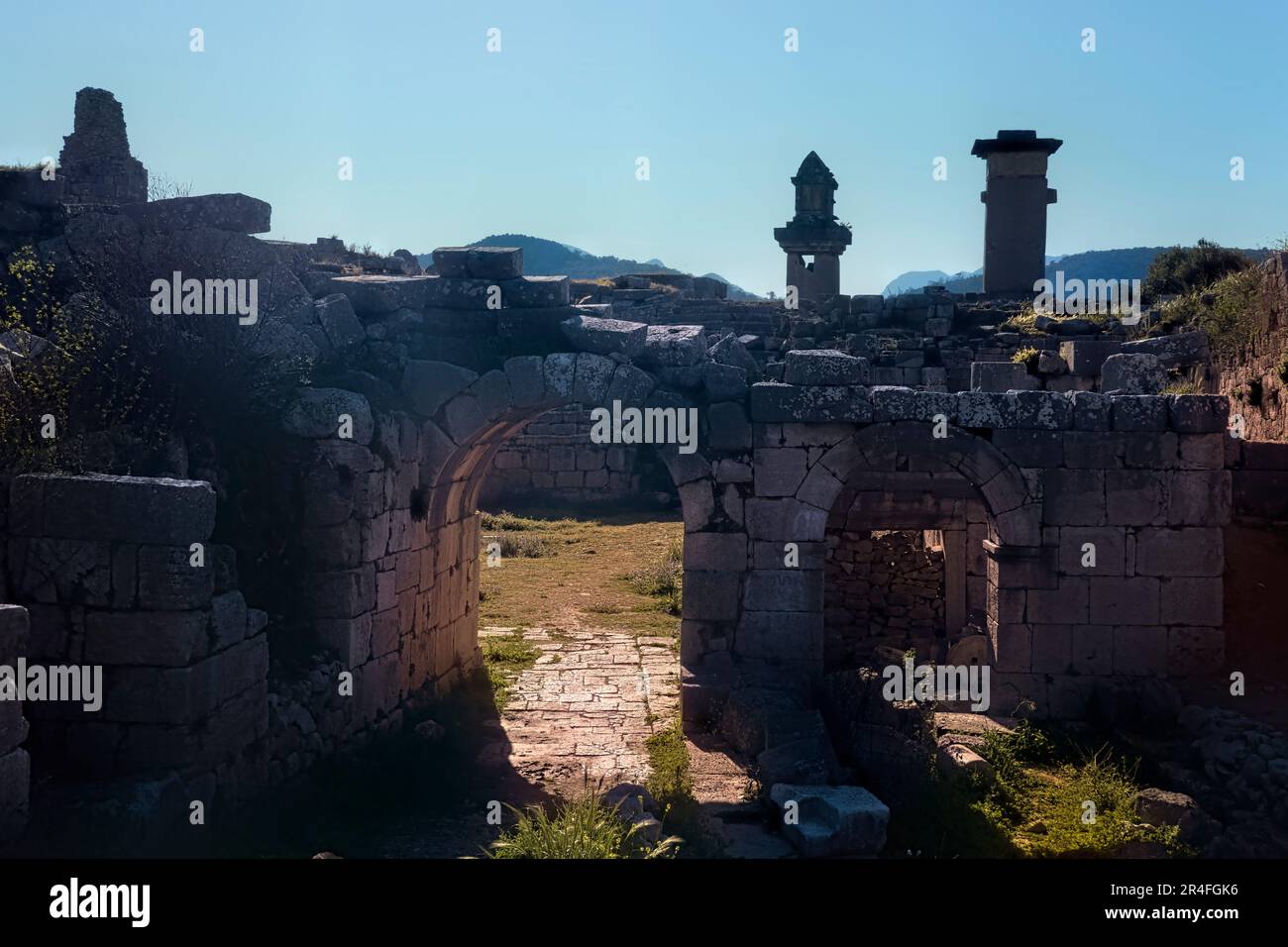 Ruines anciennes de Xanthos sur la voie lycienne, Kinik, Turquie Banque D'Images Ruines anciennes de Xanthos sur la voie lycienne, Kinik, Turquie Banque D'Images