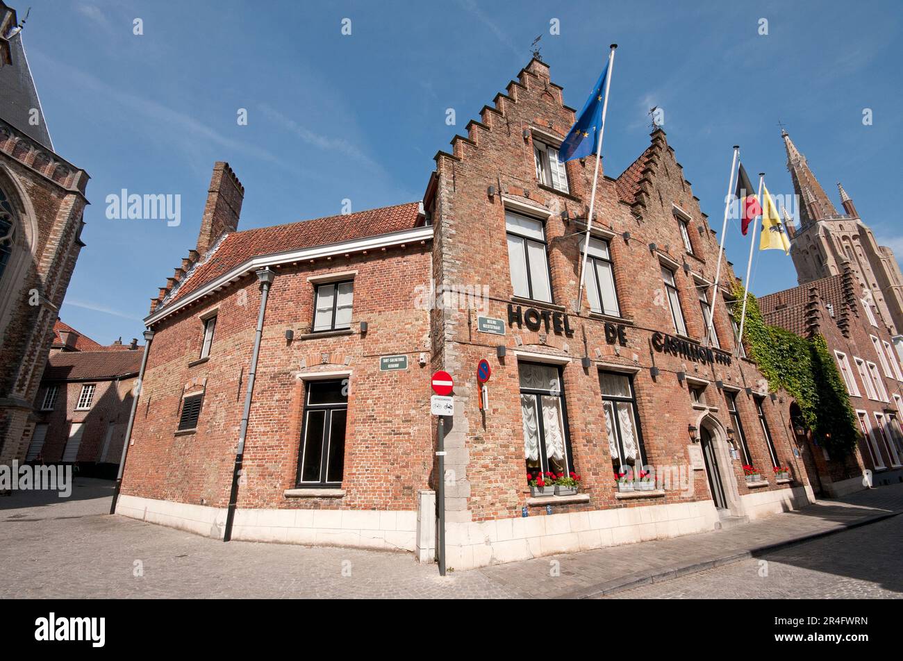 Hôtel quatre étoiles de Castillion, ancienne résidence de Joannes Baptista Ludovicus de Castillion (17th évêque de Bruges au 15th siècle), Bruges, Belgique Banque D'Images