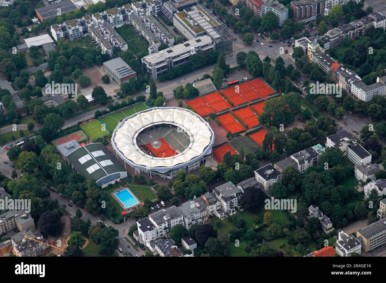Stade de tennis de Hambourg à Rothenbaum, arène de tennis, installations de tennis, courts de tennis, centre-ville de Hambourg, District de Rotherbaum, ville hanséatique de Banque D'Images