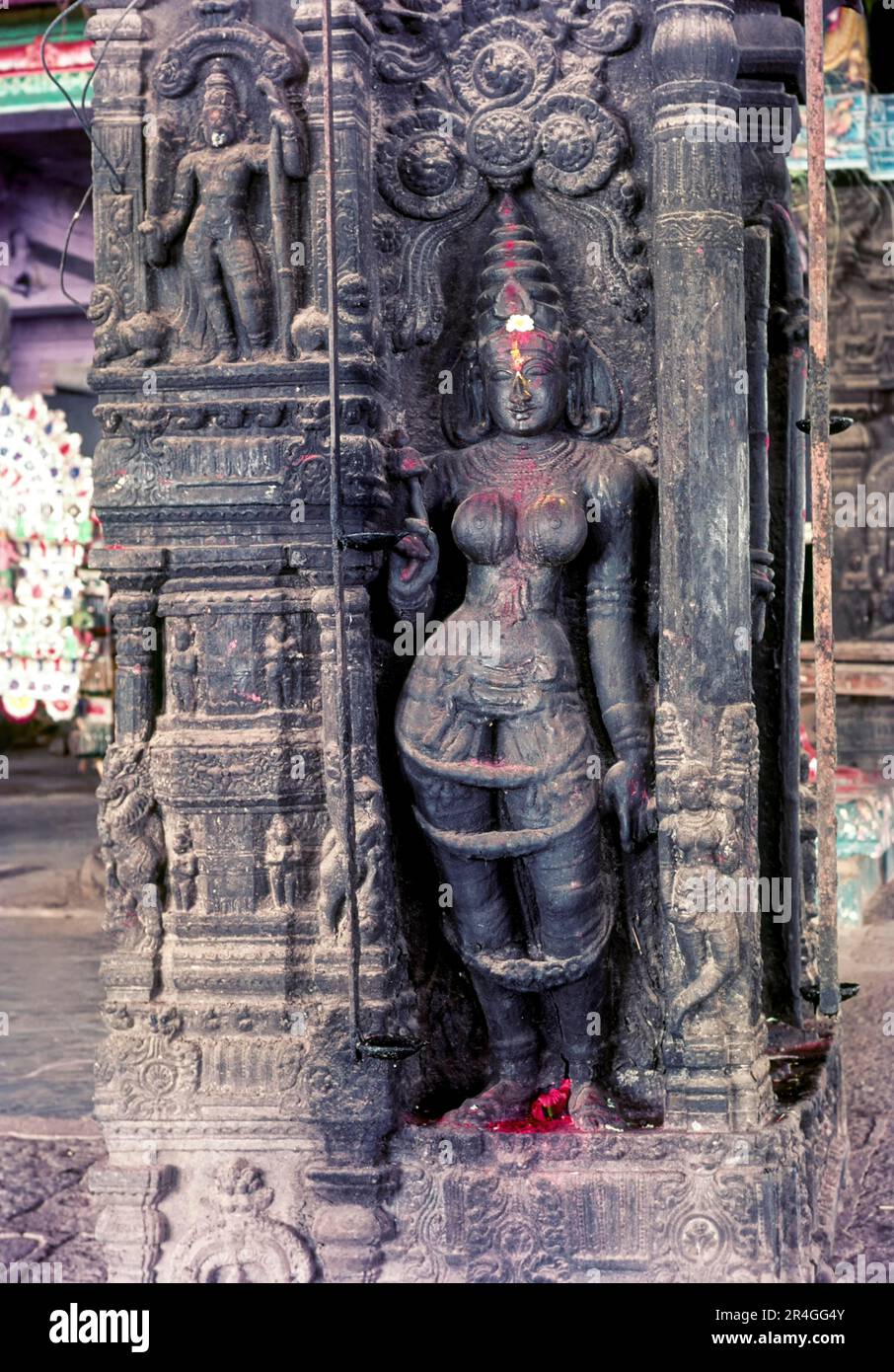 SITA Sculpture dans le temple de Ramaswamy a pillared Mahamandapatam à Kumbakonam, Tamil Nadu, Inde, Asie Banque D'Images