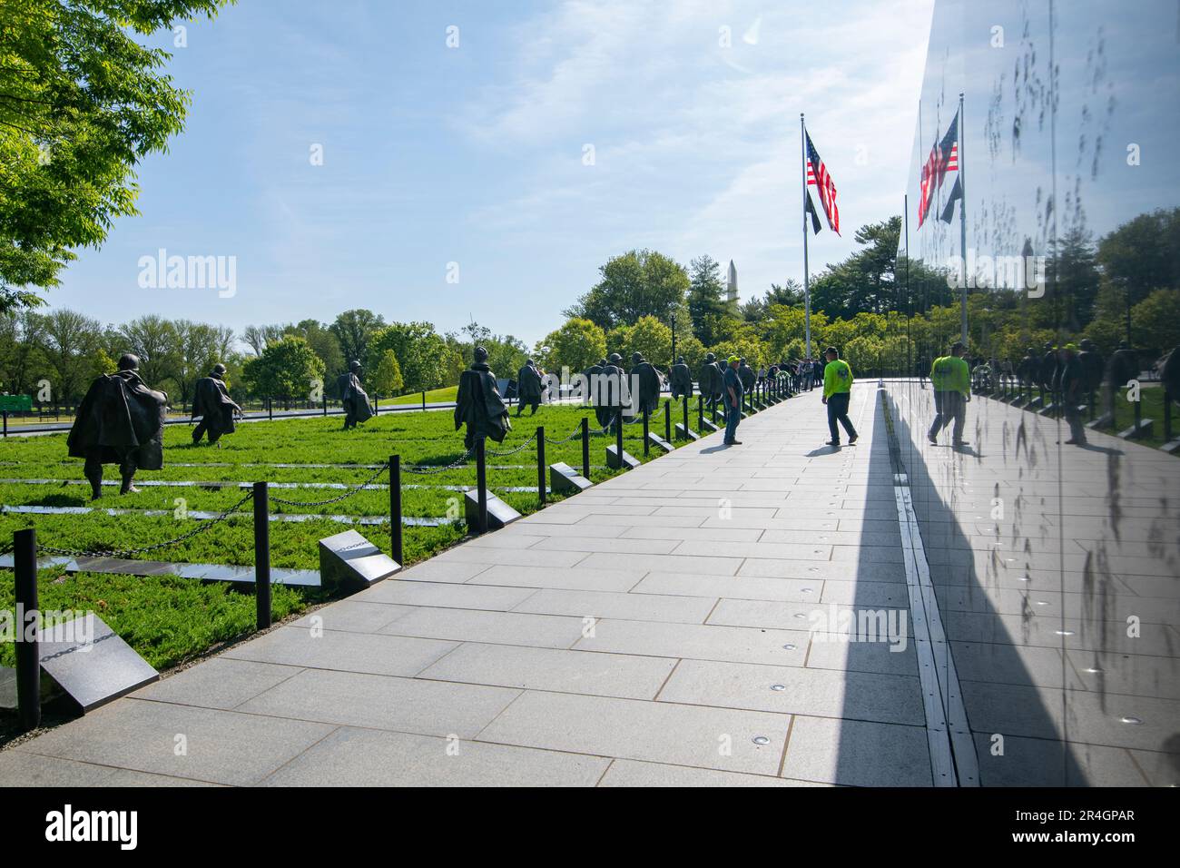 USA Washington DC Korean War Veterans Memorial National Park Service pour rendre hommage à l'armée américaine déchue qui a servi en Corée Banque D'Images