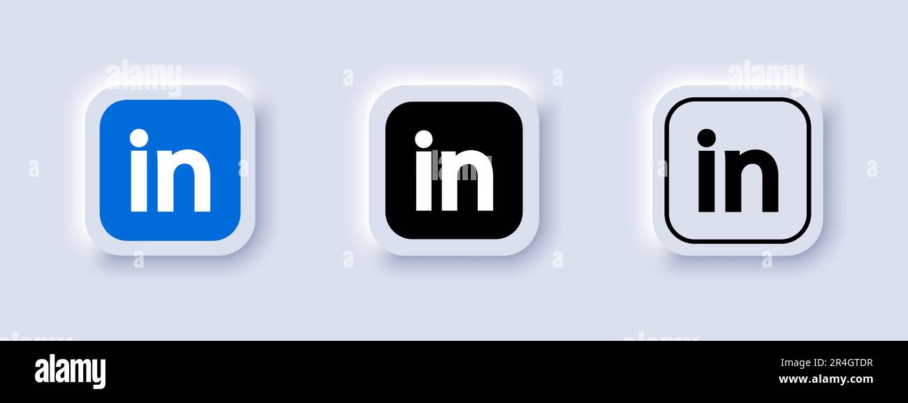 Collection de différentes icônes Linkedin. Logo des médias sociaux. Art de ligne et de style plat isolé sur le néomorphisme. Icône de ligne vectorielle pour les entreprises et les publicités Illustration de Vecteur