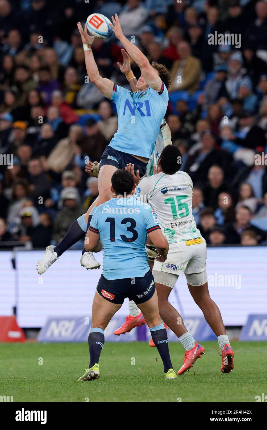 Mark Nawaqanitawase des Waratahs remporte la balle de ligne lors du match Super Rugby Pacific entre les Waratahs et les Fidji au stade Allianz en mai Banque D'Images