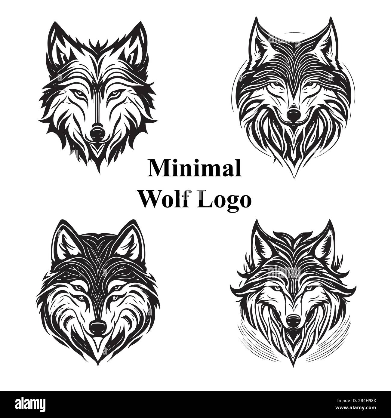 collection minimale de logo wolf face dans un fichier vectoriel Illustration de Vecteur