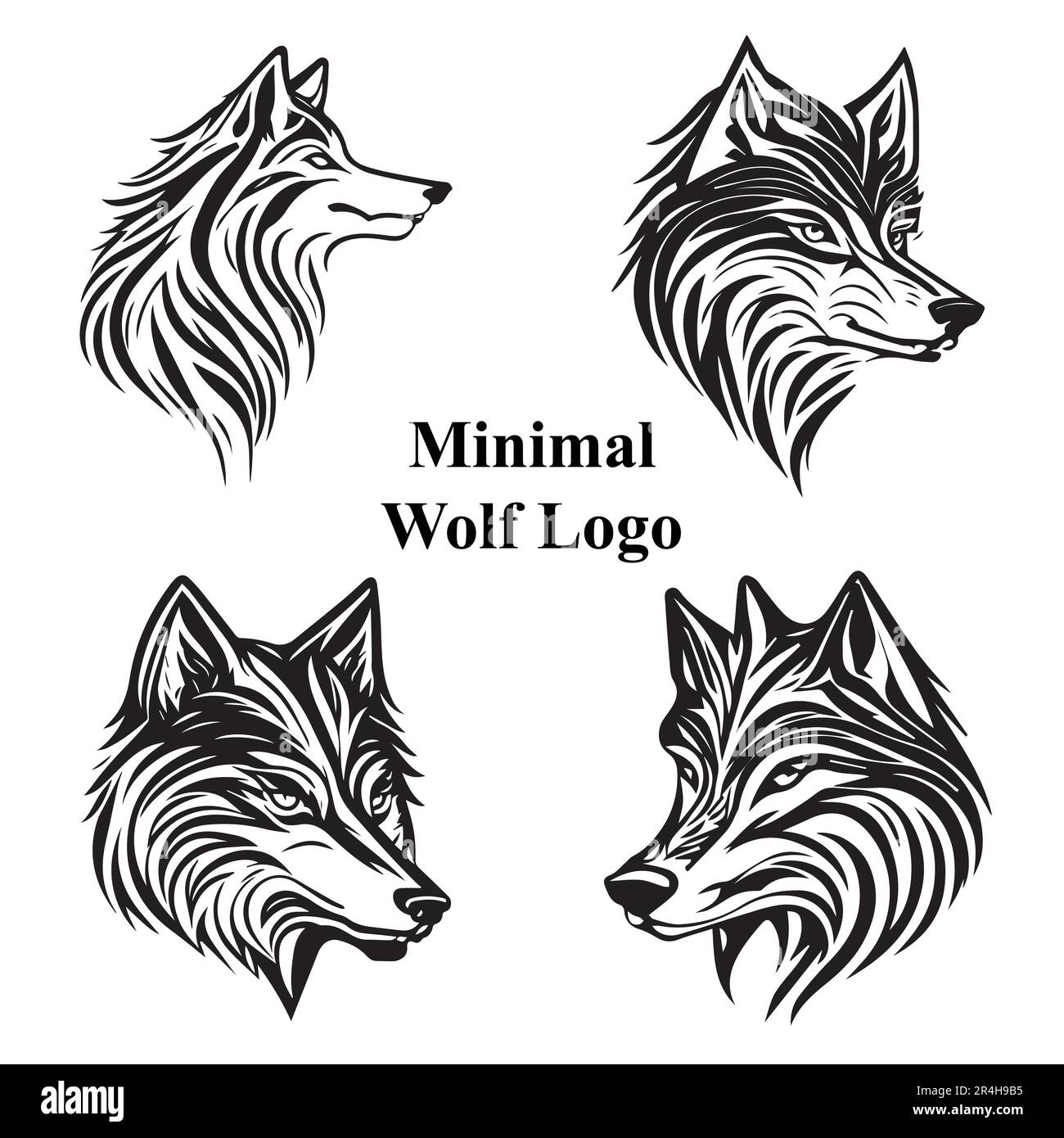 collection minimale de logo wolf face dans un fichier vectoriel Illustration de Vecteur