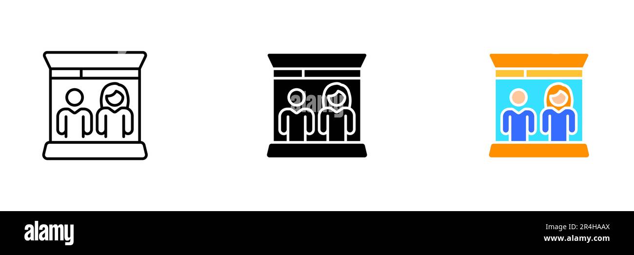 Une illustration d'un couple allongé sur un lit ensemble, représentant l'intimité, l'amour et la détente. Ensemble vectoriel d'icônes en ligne, noir et styl coloré Illustration de Vecteur
