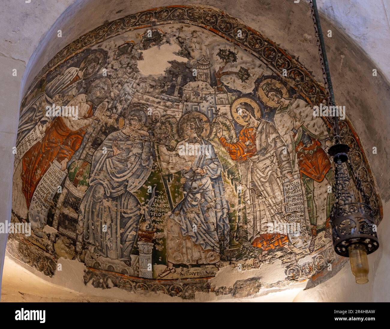 10th peinture de l'Annonciation et de quatre prophètes dans l'Église de la Sainte Vierge Marie, monastère de Deir al-Suryan, Wadi Natrun, Égypte Banque D'Images