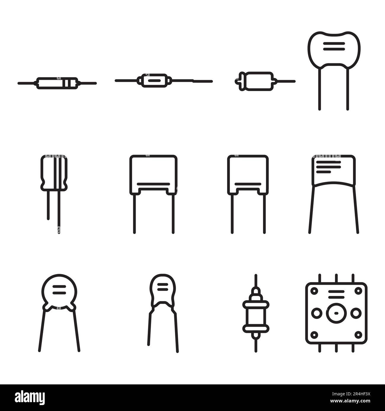 Jeu d'icônes de la ligne noire de Capasonors. Pictogrammes pour la page Web, l'application mobile, la promotion. Illustration de Vecteur