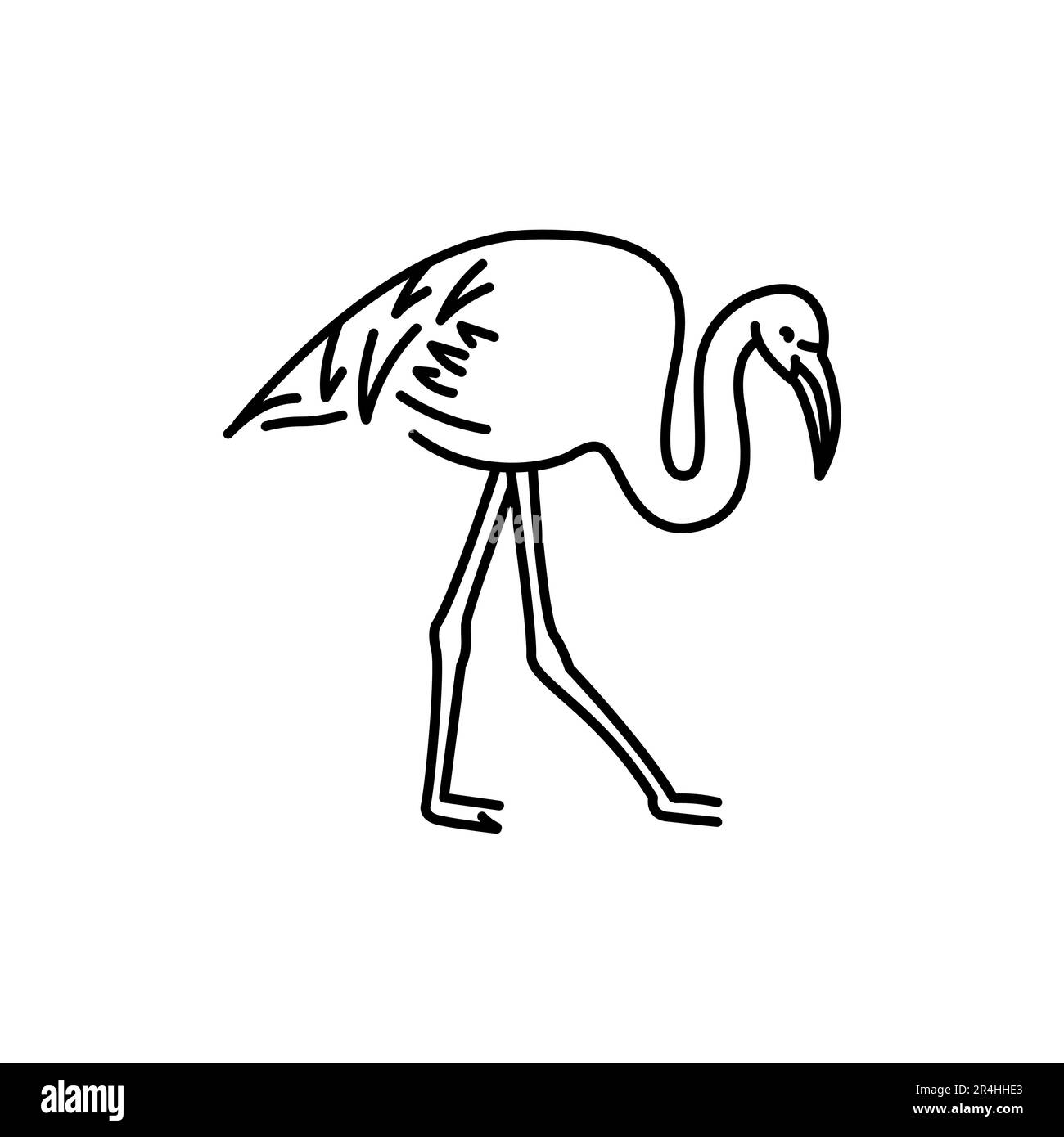 Icône représentant une ligne noire d'oiseau flamant. Pictogramme pour page Web, application mobile, Promo. Illustration de Vecteur