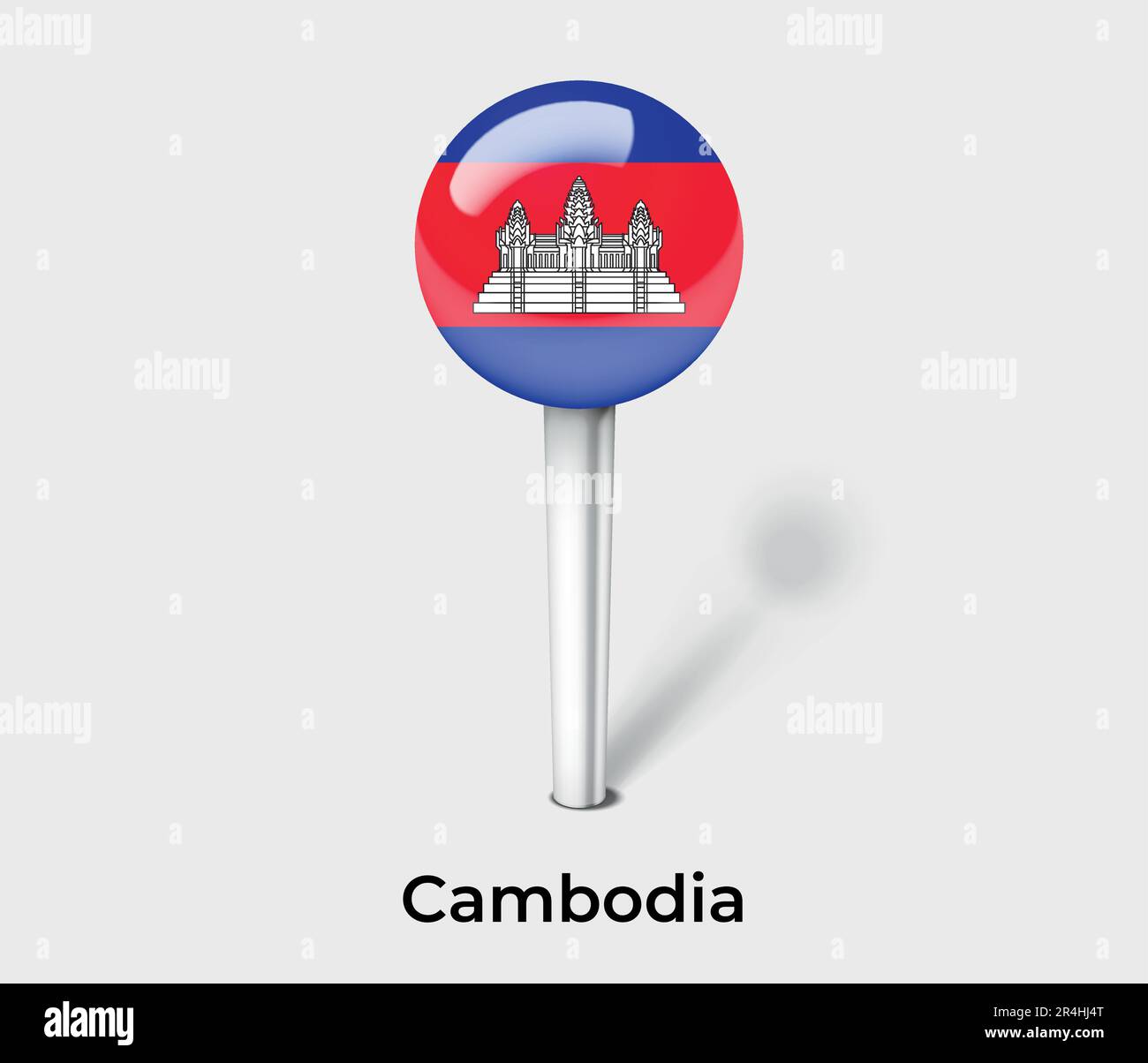 Marqueur de carte à broches pour drapeau de pays du Cambodge Illustration de Vecteur