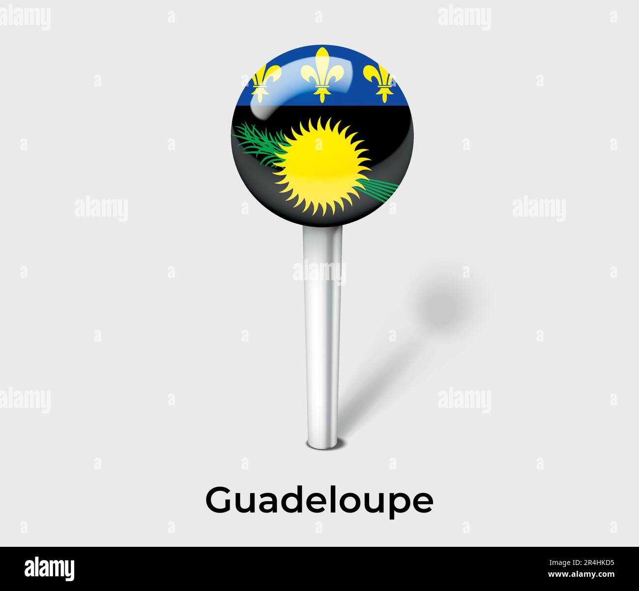 Drapeau de la Guadeloupe marqueur de carte à broches Illustration de Vecteur