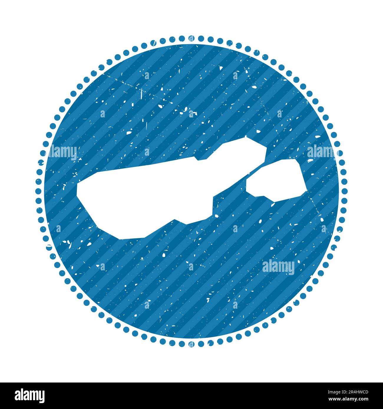 Autocollant de voyage rétro rayé Madre de Dios Island. Badge avec carte, illustration vectorielle. Illustration de Vecteur