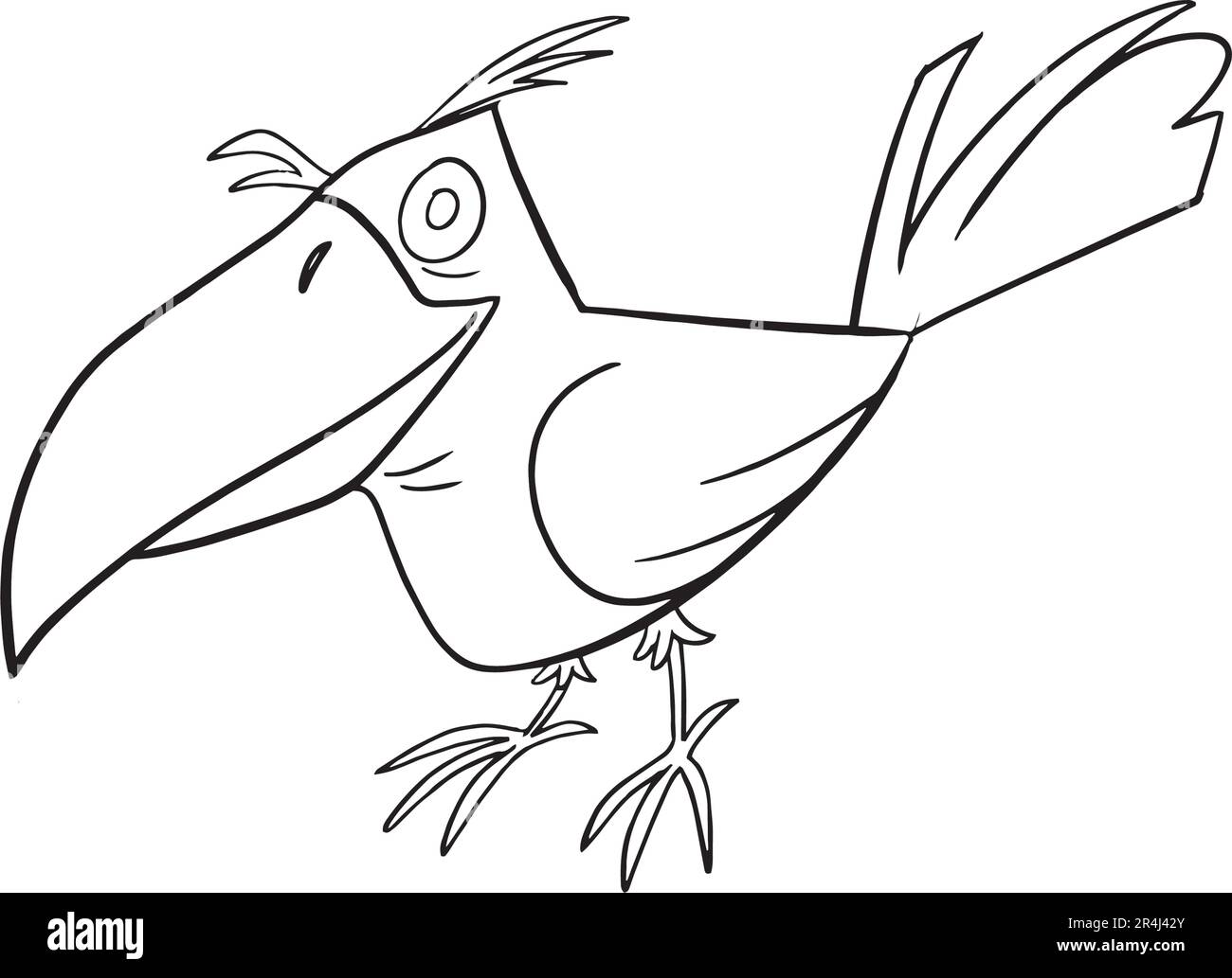 méchant corbeau pour les pages de coloriage de partie hilowen. Halloween coloriage page avec des objets effrayants, dessin à la main mignon Halloween coloriage feuille. Style Doodle. Illustration de Vecteur