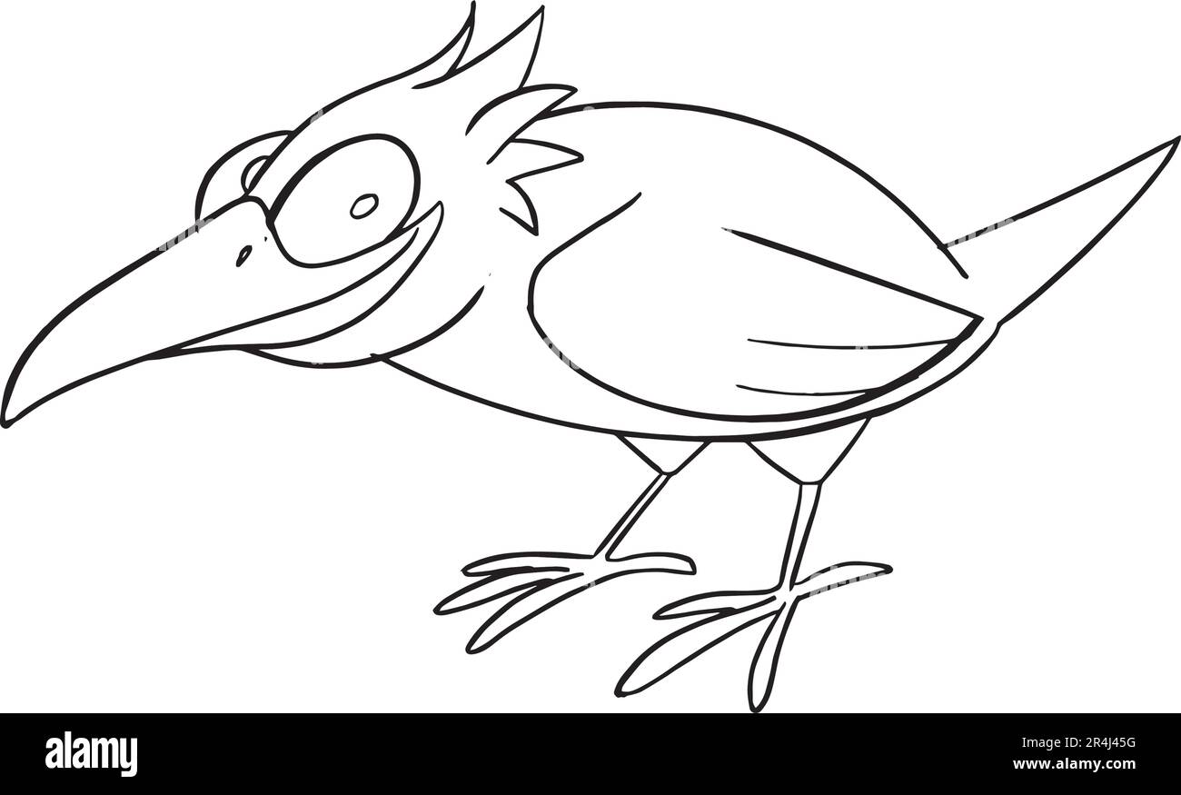 méchant corbeau pour les pages de coloriage de partie hilowen. Halloween coloriage page avec des objets effrayants, dessin à la main mignon Halloween coloriage feuille. Style Doodle. Illustration de Vecteur