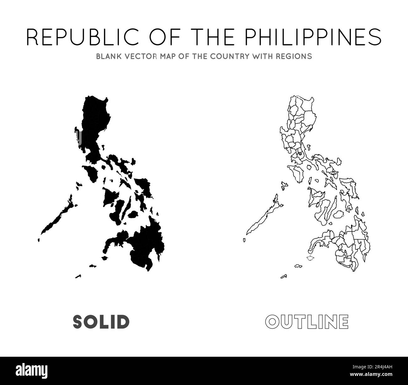 Carte des Philippines. Carte vectorielle vierge du pays avec les régions. Frontières des Philippines pour votre infographie. Illustration vectorielle. Illustration de Vecteur