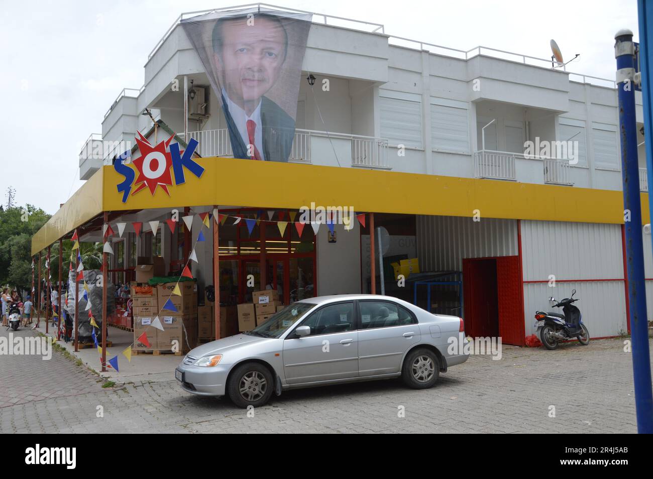 Kemer, Turquie - 27 mai 2023 - photo électorale de Recep Tayyip Erdogan. (Photo de Markku Rainer Peltonen) Banque D'Images
