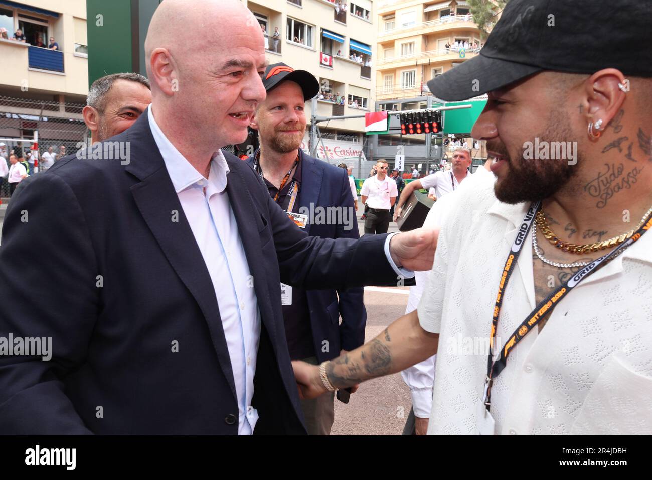 Monaco, Monaco. 27th mai 2023. MONACO, Monte Carlo, 28. Mai 2023 ; NEYMAR rencontre GIANNI INFANTINO de la FIFA, lors du Grand Prix de Formule 1 au circuit de course de rue de Monaco le 28. Mai 2023. RACEDAY, image et copyright Arthur THILL/ATP images (THILL Arthur/ATP/SPP) Credit: SPP Sport Press photo. /Alamy Live News Banque D'Images