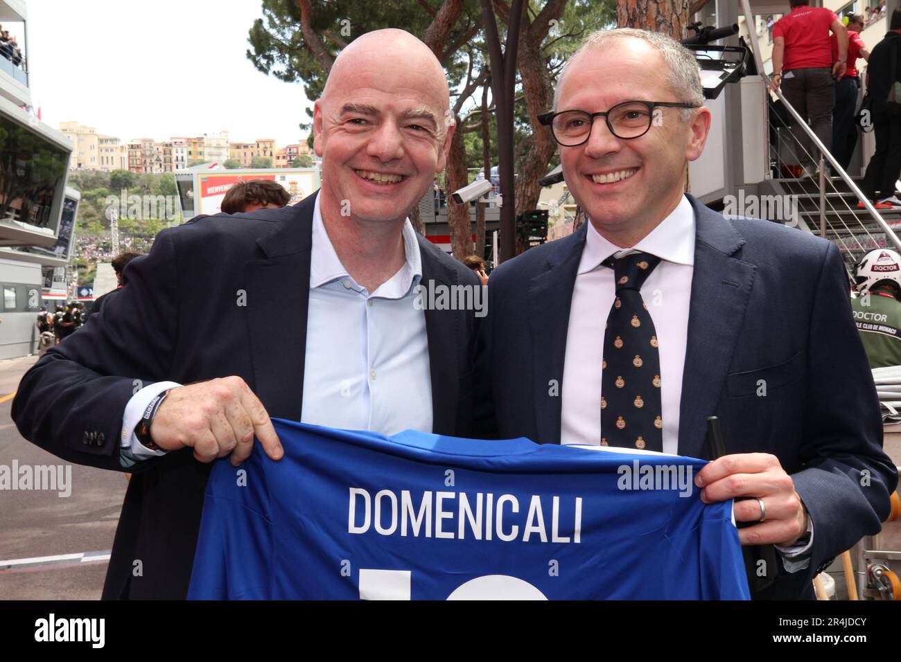 Monaco, Monaco. 27th mai 2023. MONACO, Monte Carlo, 28. Mai 2023; Gianni INFANTINO de la FIFA et Stephano DOMENICALI, PDG de FOM pendant le Grand Prix de Formule 1 au cours de la course de rue Monaco sur 28. Mai 2023. RACEDAY, image et copyright Arthur THILL/ATP images (THILL Arthur/ATP/SPP) Credit: SPP Sport Press photo. /Alamy Live News Banque D'Images
