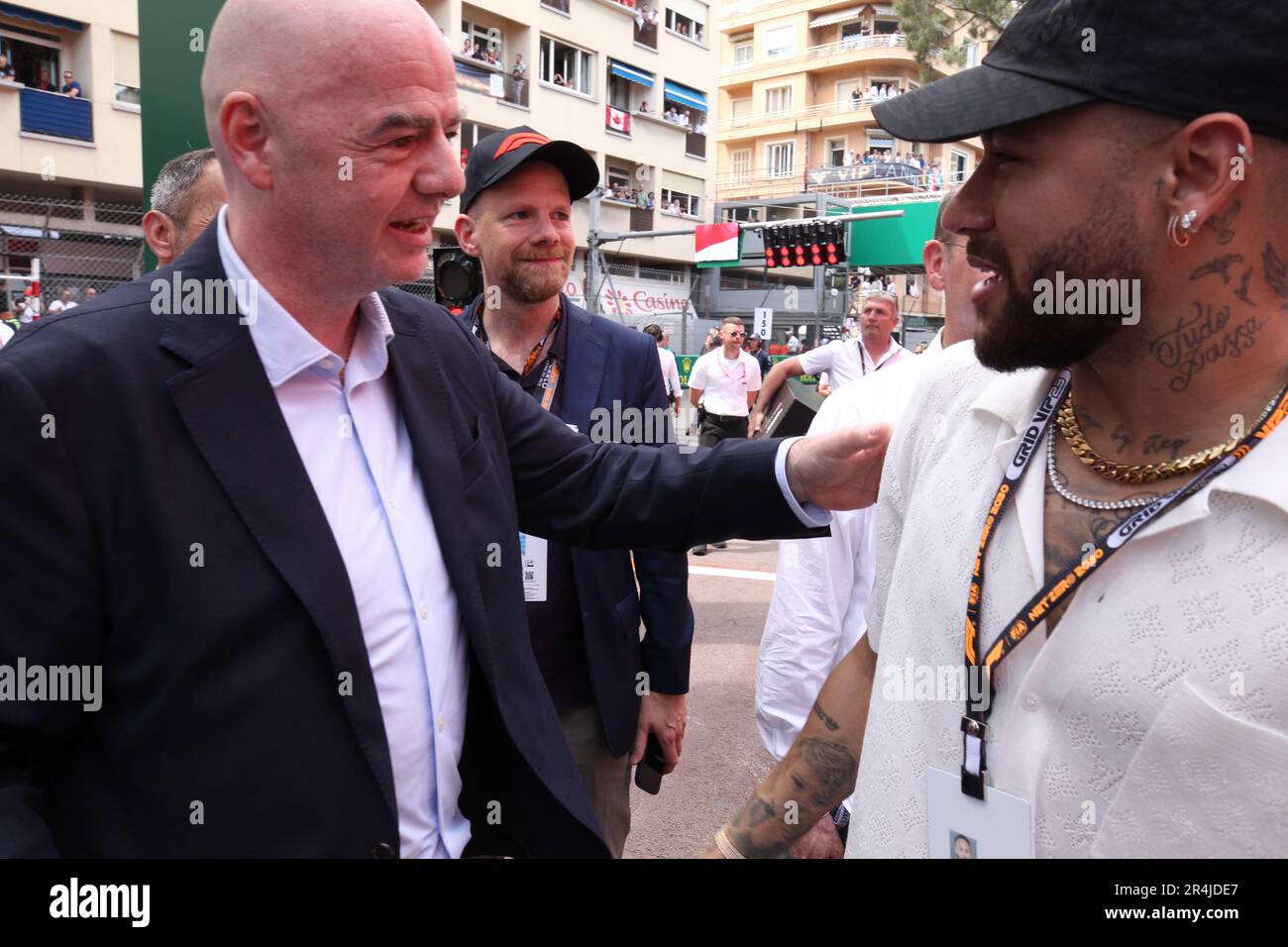 Monaco, Monaco. 27th mai 2023. MONACO, Monte Carlo, 28. Mai 2023 ; NEYMAR rencontre GIANNI INFANTINO de la FIFA, lors du Grand Prix de Formule 1 au circuit de course de rue de Monaco le 28. Mai 2023. RACEDAY, image et copyright Arthur THILL/ATP images (THILL Arthur/ATP/SPP) Credit: SPP Sport Press photo. /Alamy Live News Banque D'Images