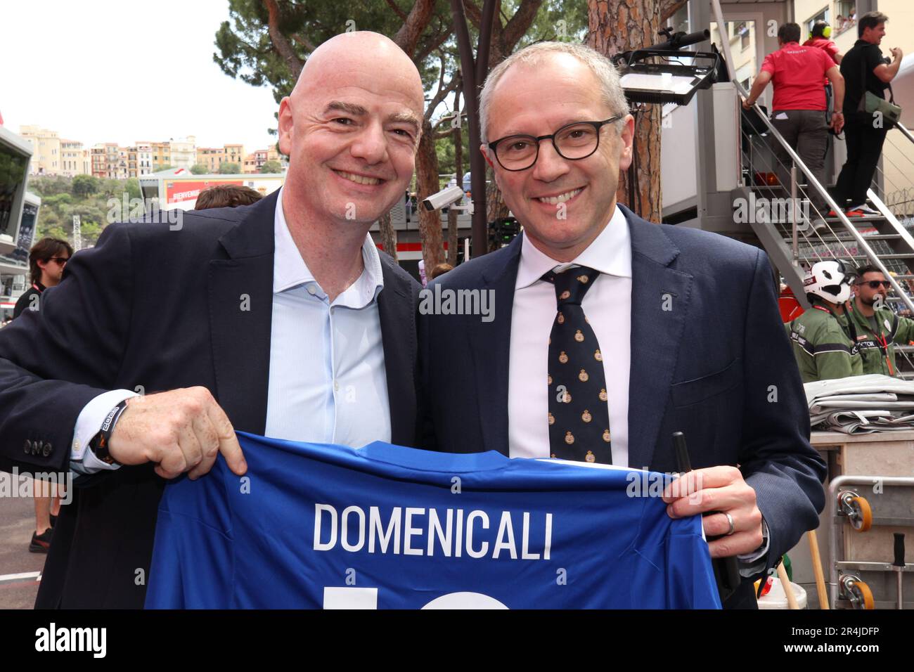 Monaco, Monaco. 27th mai 2023. MONACO, Monte Carlo, 28. Mai 2023; Gianni INFANTINO de la FIFA et Stephano DOMENICALI, PDG de FOM pendant le Grand Prix de Formule 1 au cours de la course de rue Monaco sur 28. Mai 2023. RACEDAY, image et copyright Arthur THILL/ATP images (THILL Arthur/ATP/SPP) Credit: SPP Sport Press photo. /Alamy Live News Banque D'Images