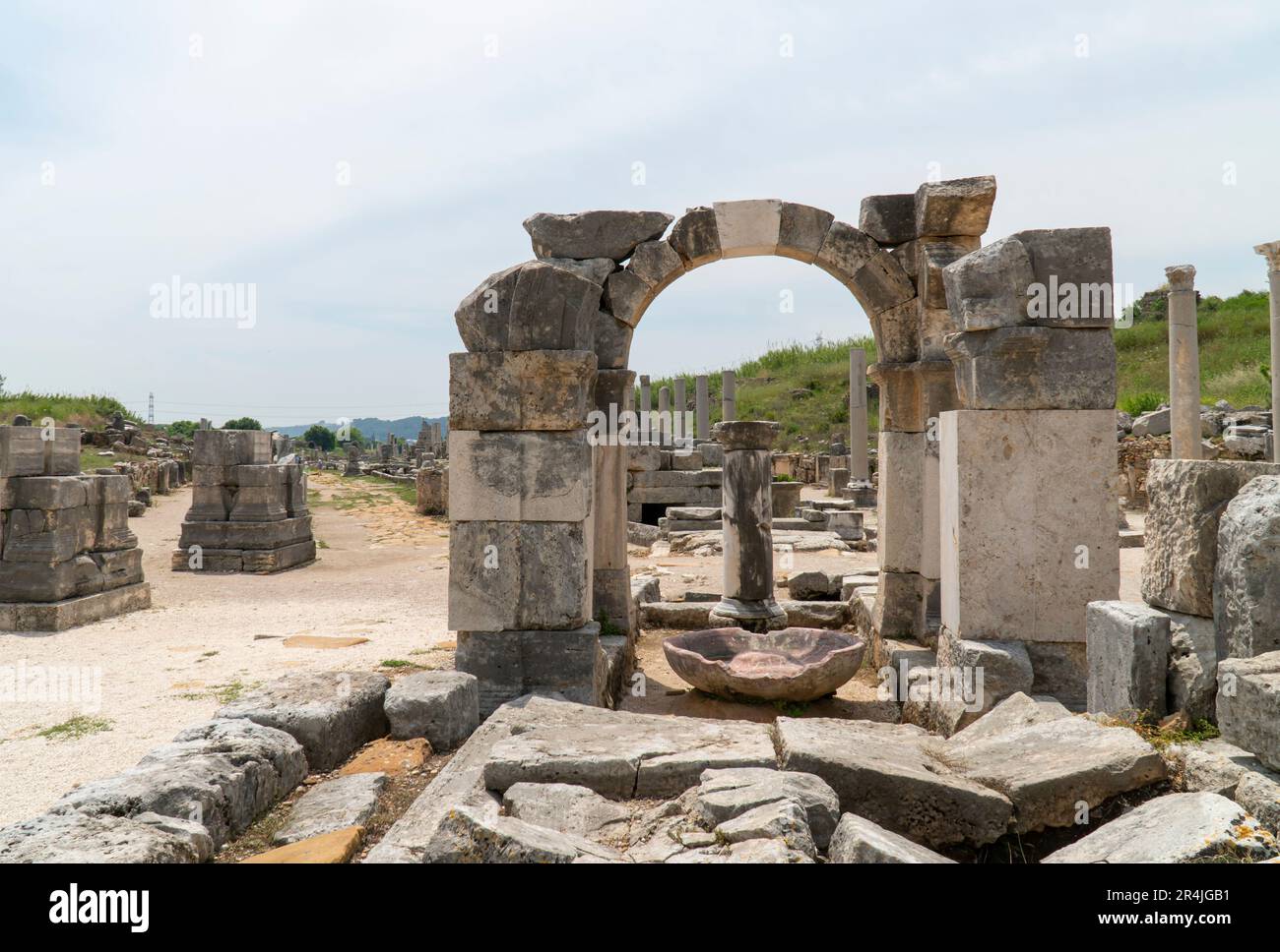 Ruines des anciens. Ancienne ville de Perge (Perga) dans la province d'Antalya, Türkiye, Turquie Banque D'Images