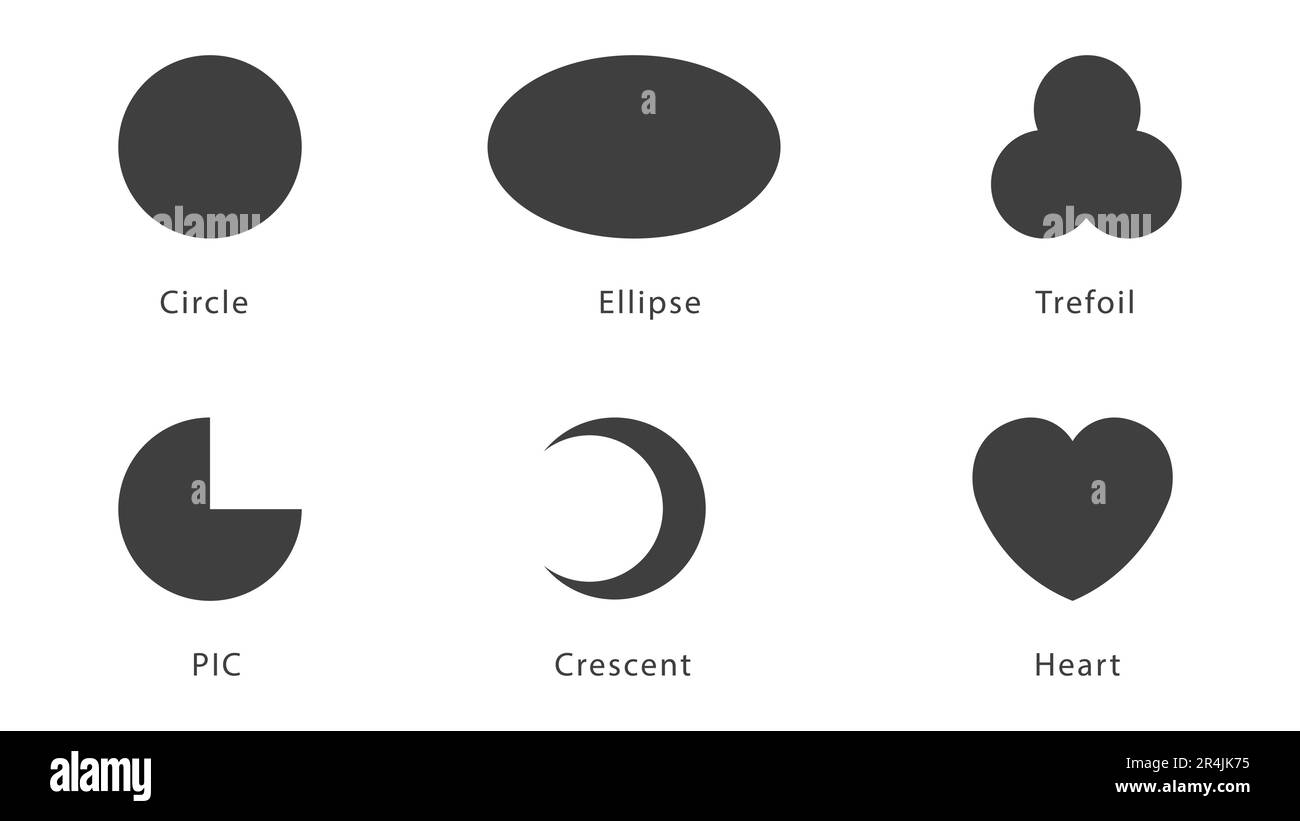 Cercle Ellipse Trefoil PIC forme vectorielle de coeur croissant Illustration de Vecteur