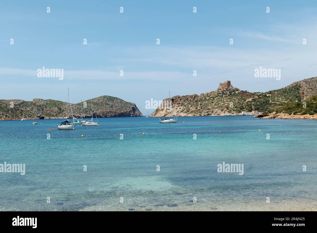 Vue sur le château de l'île de Cabrera, Majorque, Iles Baléares, Espagne Banque D'Images